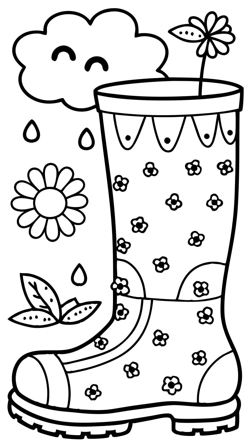 coloring pages rain boots